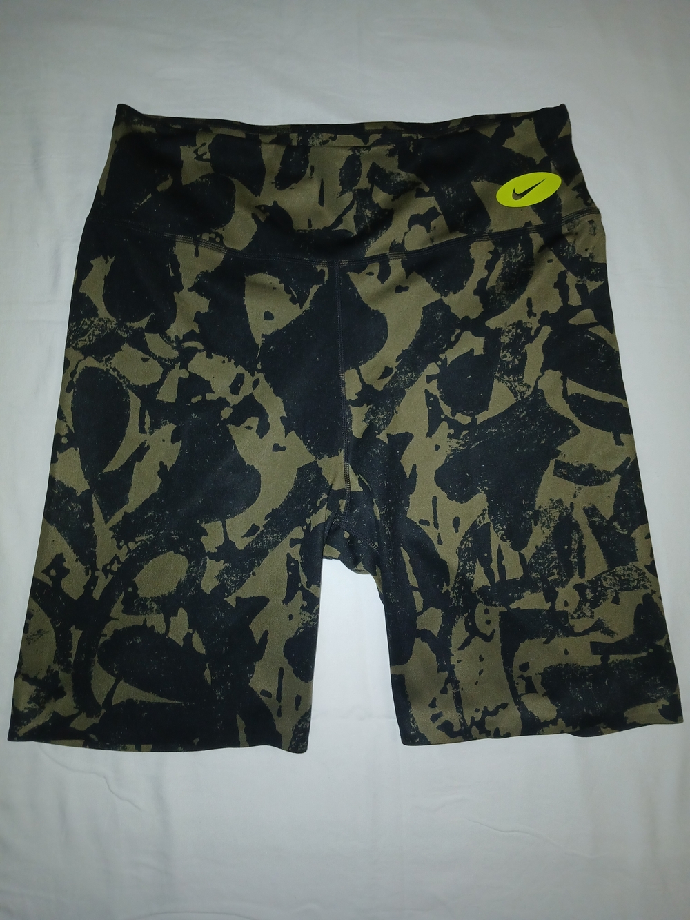 Nike Dri fit Olive & Black Printed Athletic Gym/ Bike Shorts